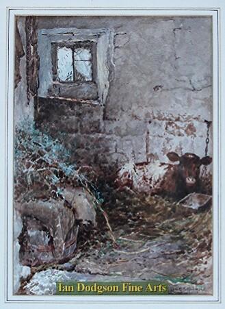 Miller Smith - Calf in a barn Watercolour (1910)