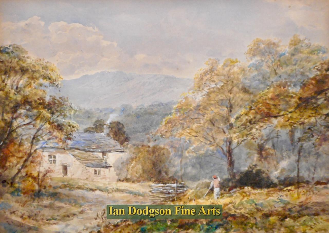 Edward Tucker snr - Charcoal burning, Windermere Watercolour (c1880)