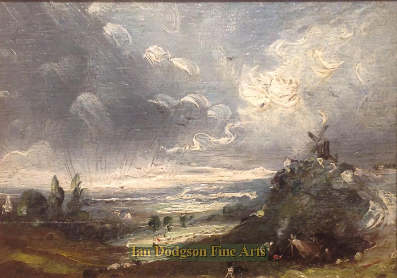 Landscape with windmill by Early British School 