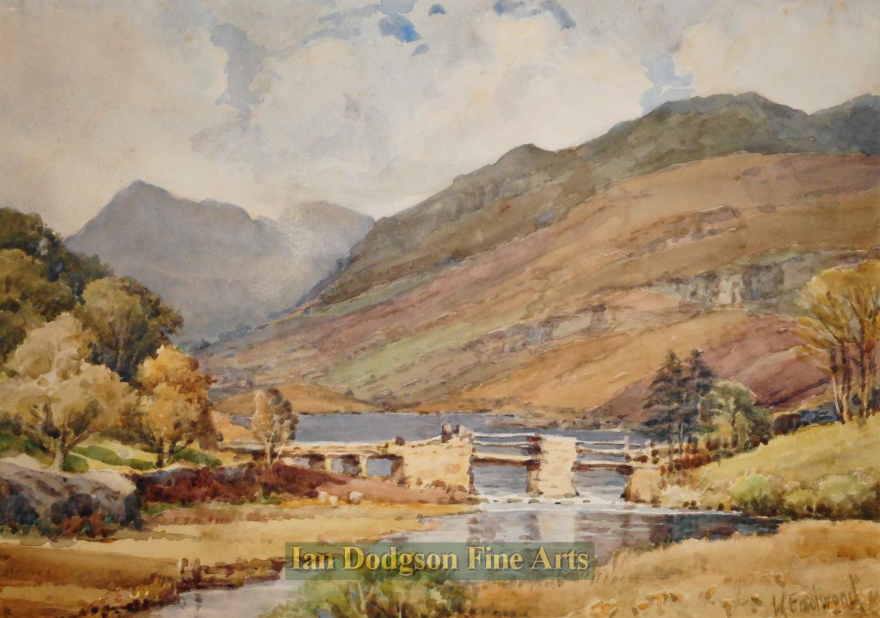 The Old Bridge, Capel Curig Lake, N W. by Walter Eastwood 