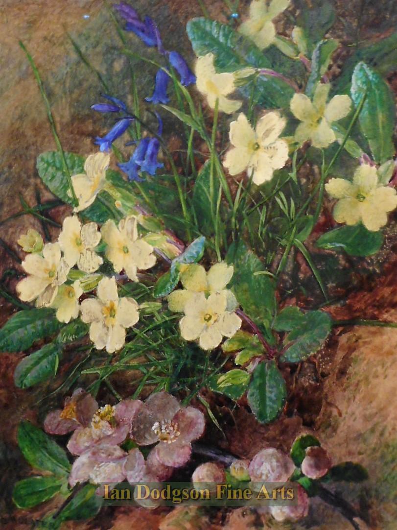 Primroses, Bluebells and Blossom by Charles Henry Slater 