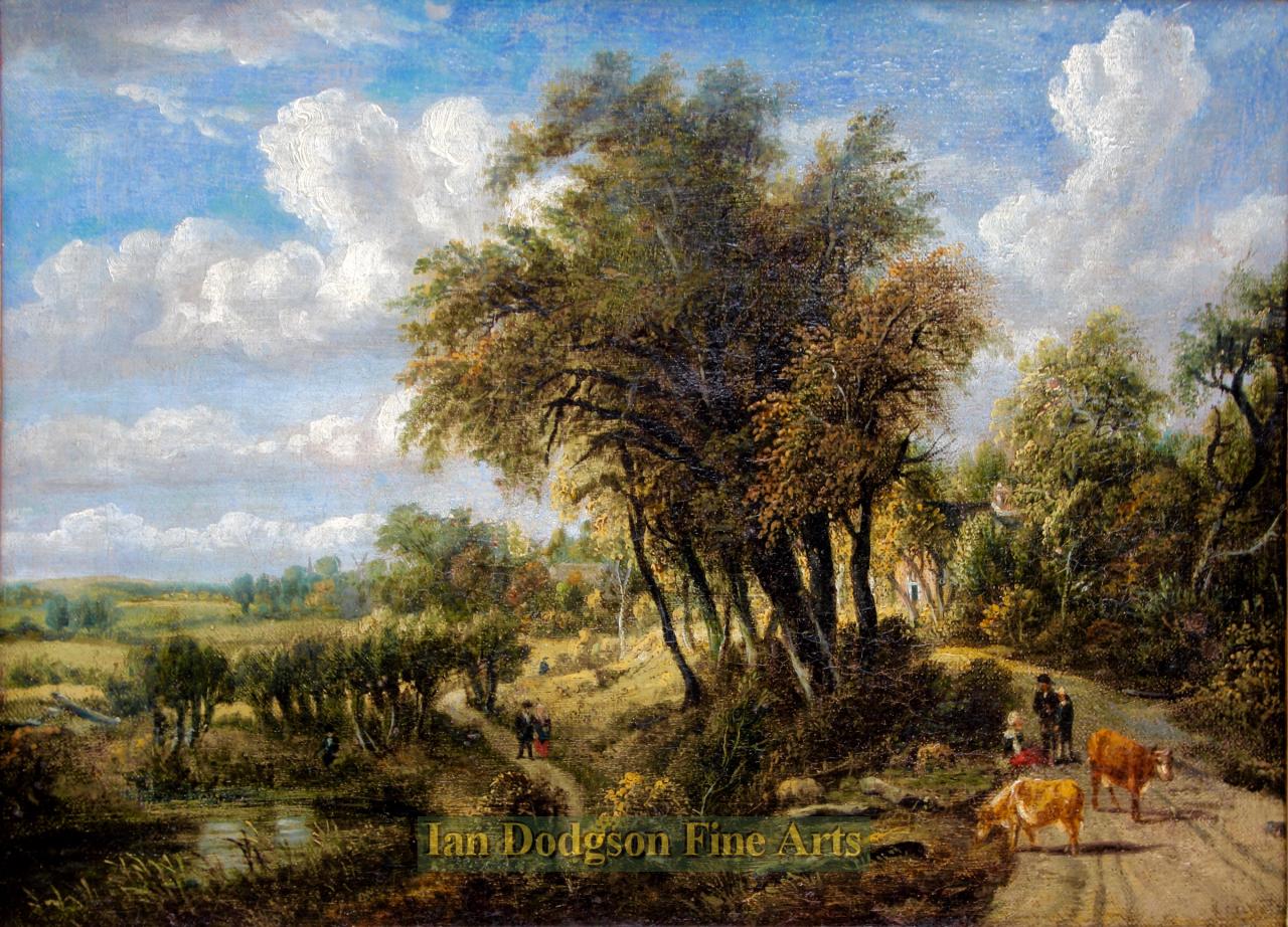 A Pastoral View with Figures, Cattle and River by 