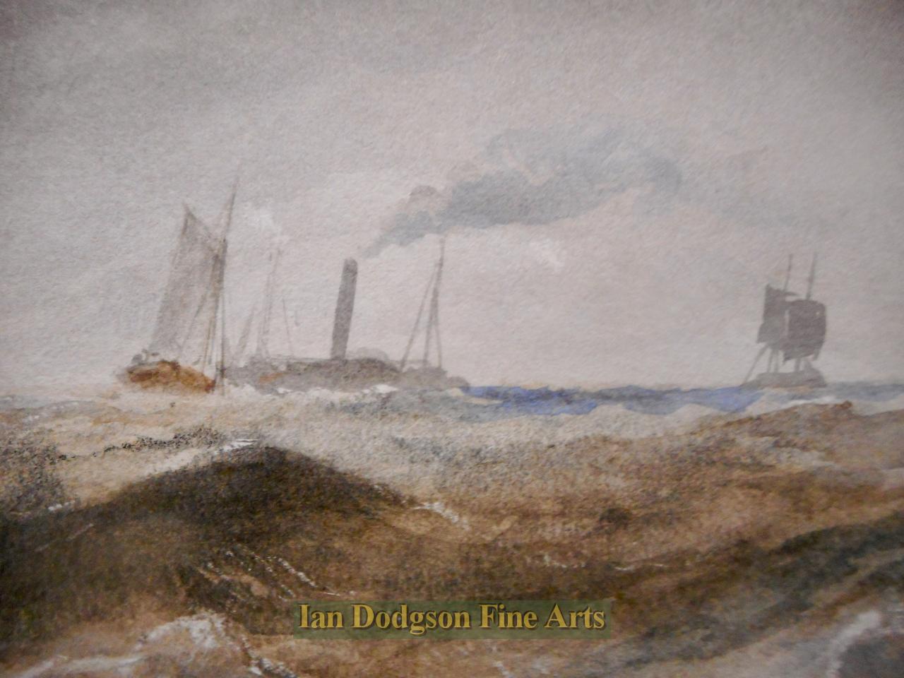 Fishing boats in a squall by Edward Tucker snr  (Detail of horizon)