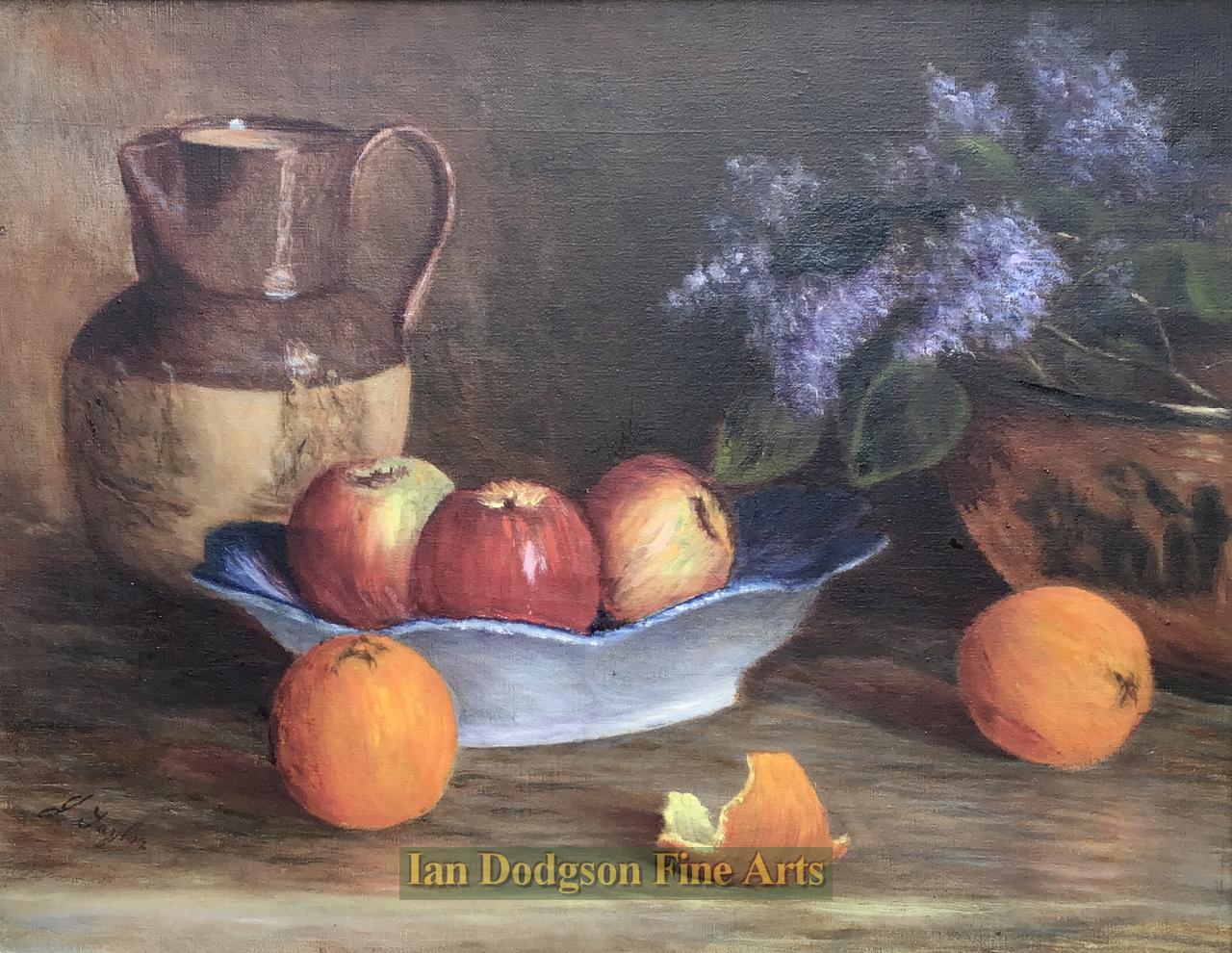 Apples, Buddleia and ceramics by 