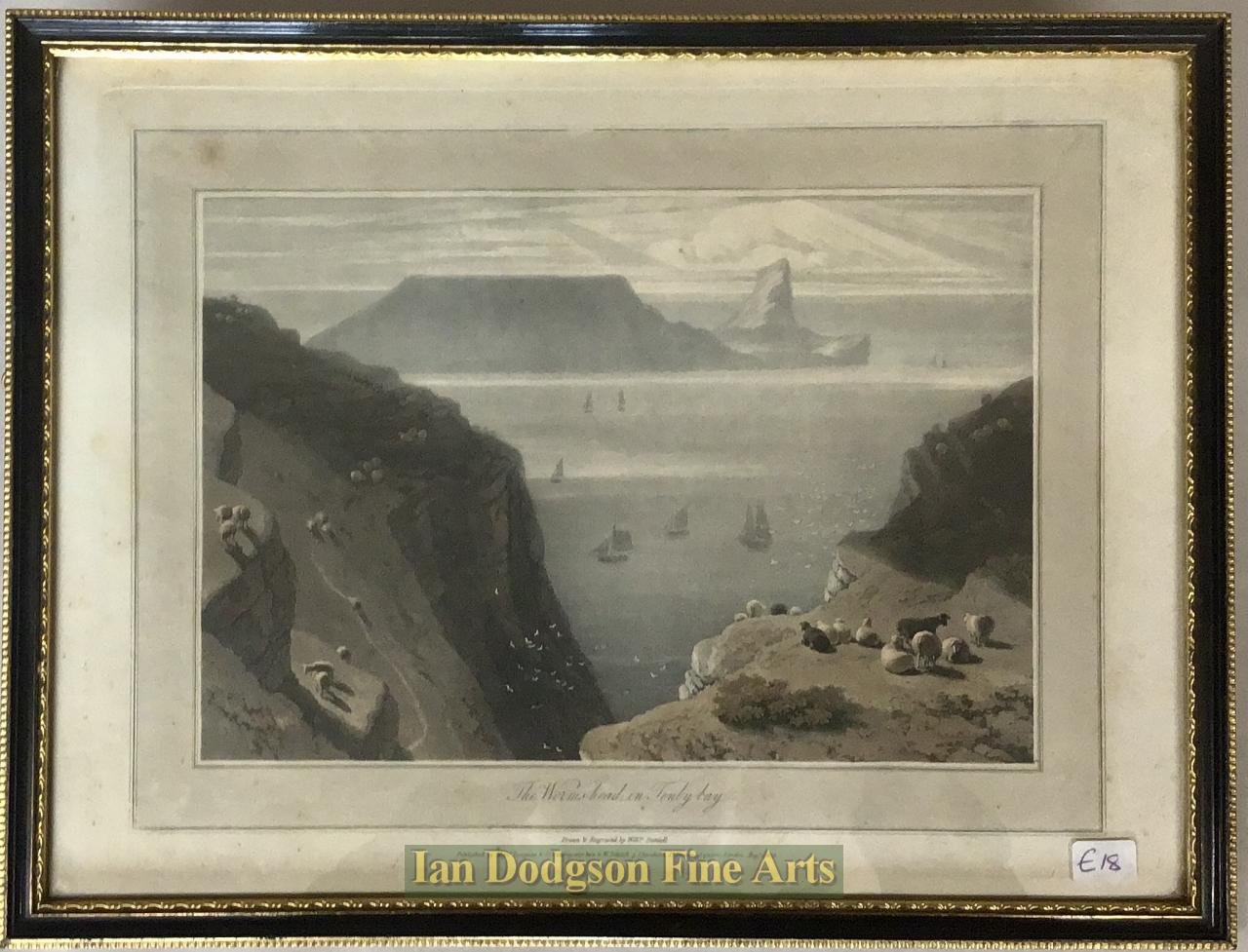 The Wormshead in Tenby bay by William Daniell RA