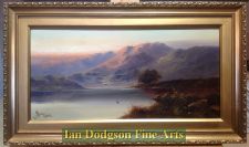 'John Henry Boel (fl.c. 1890-1910) - Sunset on the lake