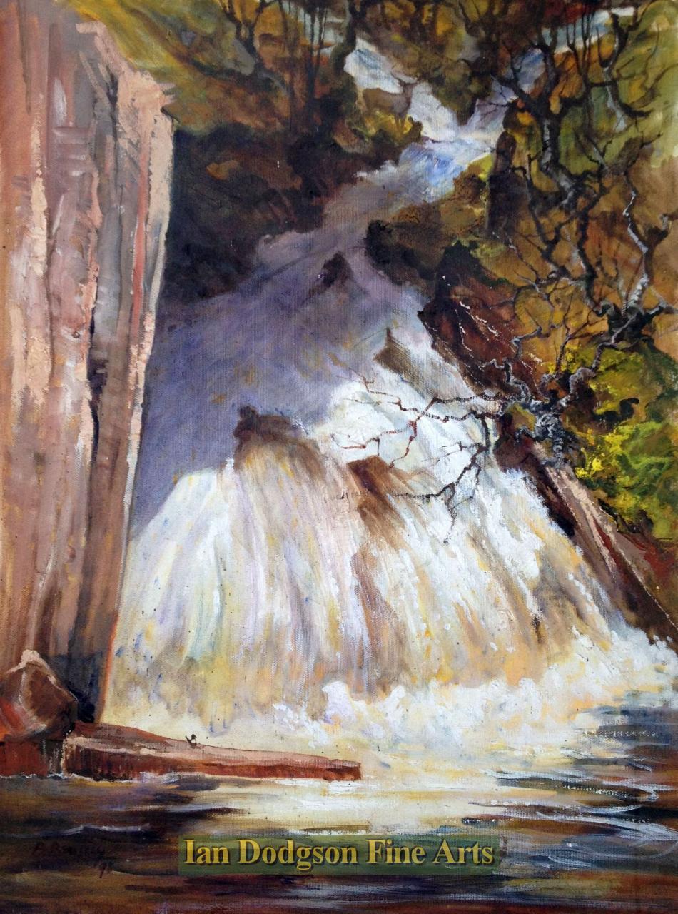 Barbara Brassey - Waterfall with Deer Oil on canvas (1995)