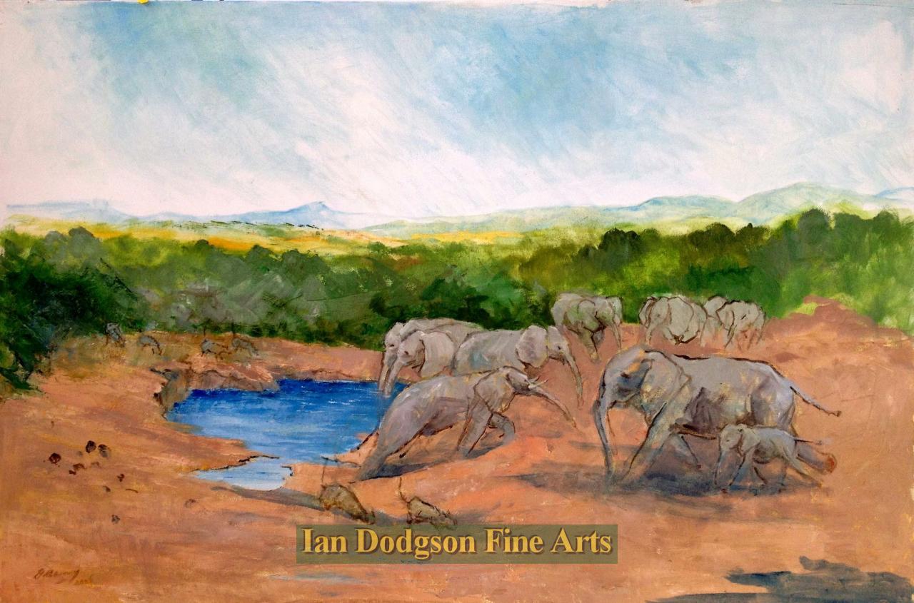 Barbara Brassey - Watering Hole, Sketch from her studio Oil on canvas (2005)