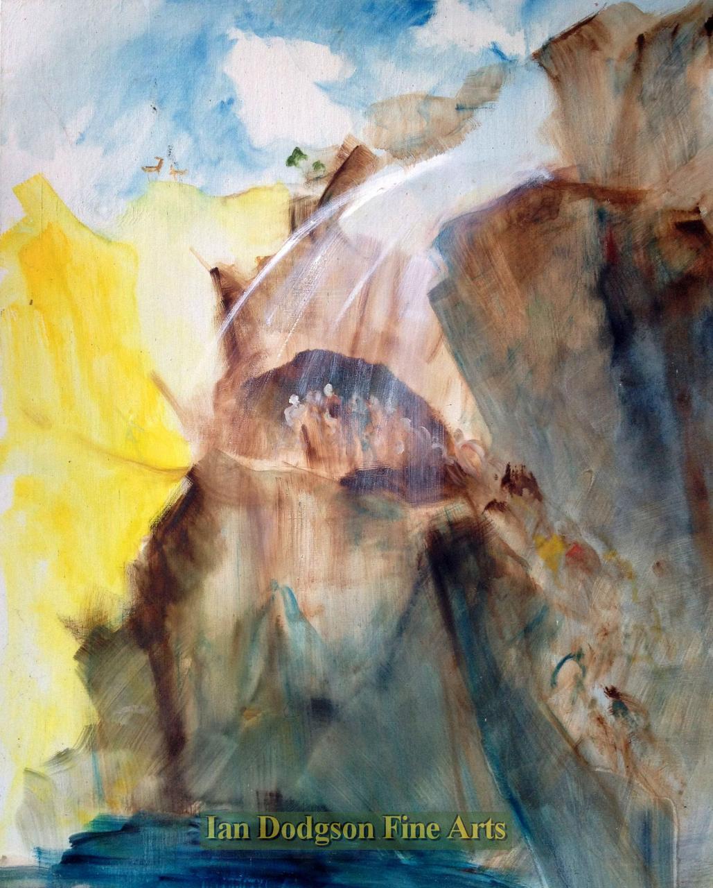 Barbara Brassey - Waterfall Sketch, Sketch from her studio Oil on canvas (undated)