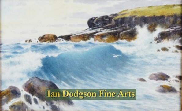 Rock cliff with crashing waves. Moelfre by Warren Williams