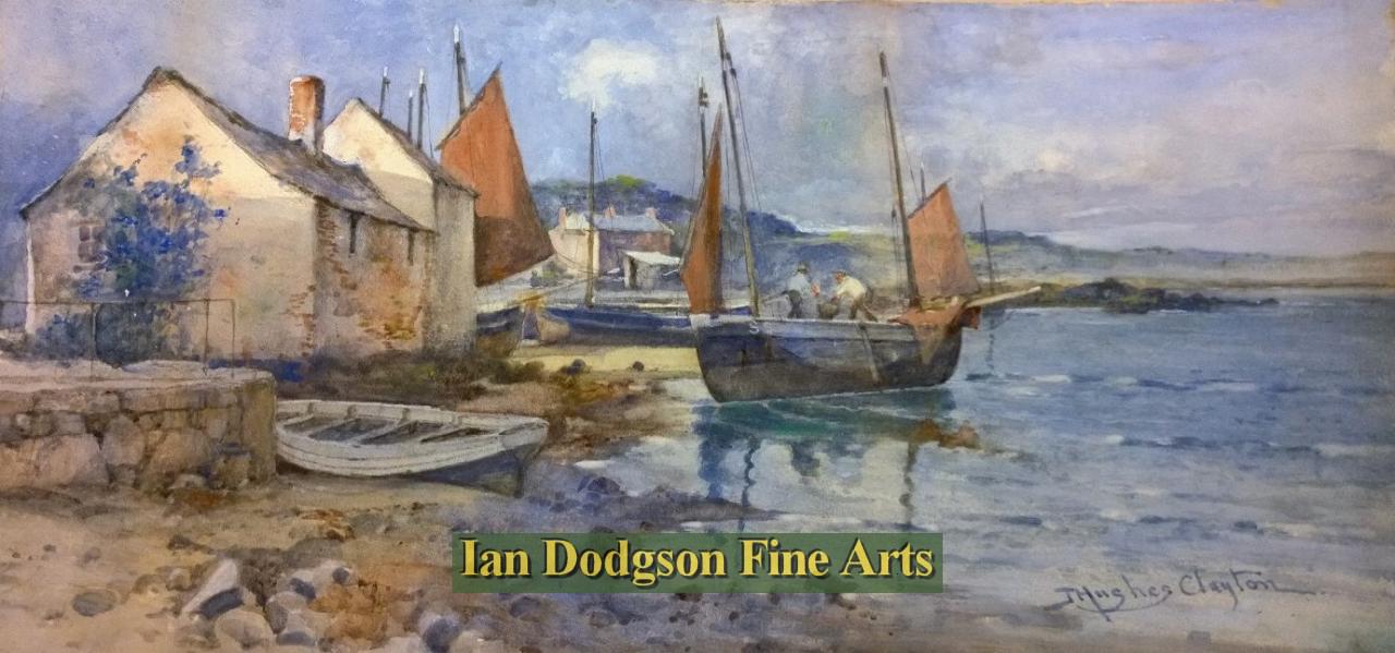 Joseph Hughes Clayton - Anglesey, Local Fishing Harbour, Watercolour (c1920)