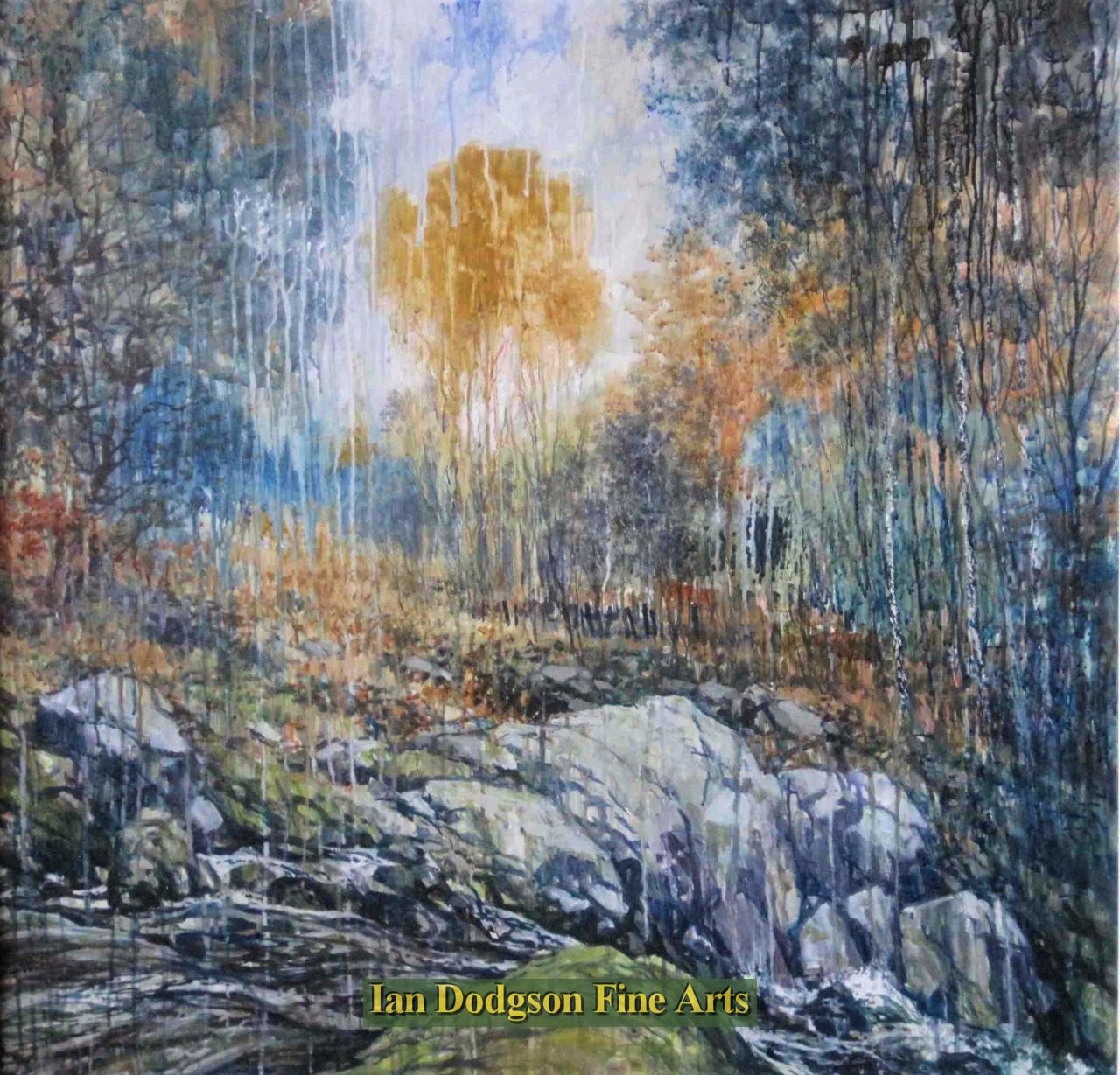 Jeremy Yates - Falling (Sky Trees Rocks Water) Ogwen Acrylic on panel (undated)