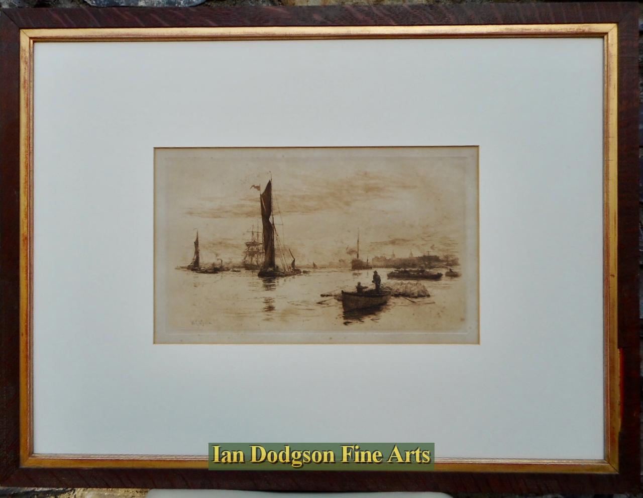 Greenwich with various barges by William Lionel Wyllie