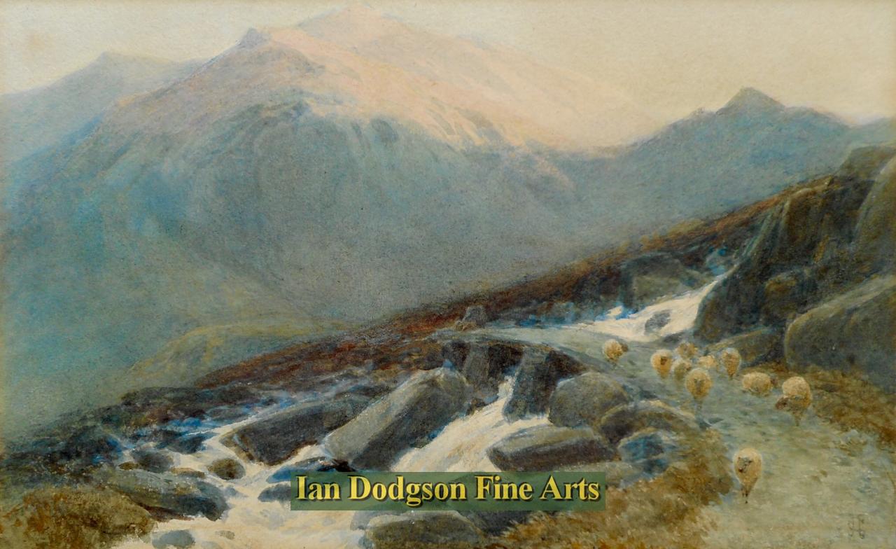 James Jackson Curnock - Snowdonia, The Slabs and Devils Kitchen Watercolour (c1880)