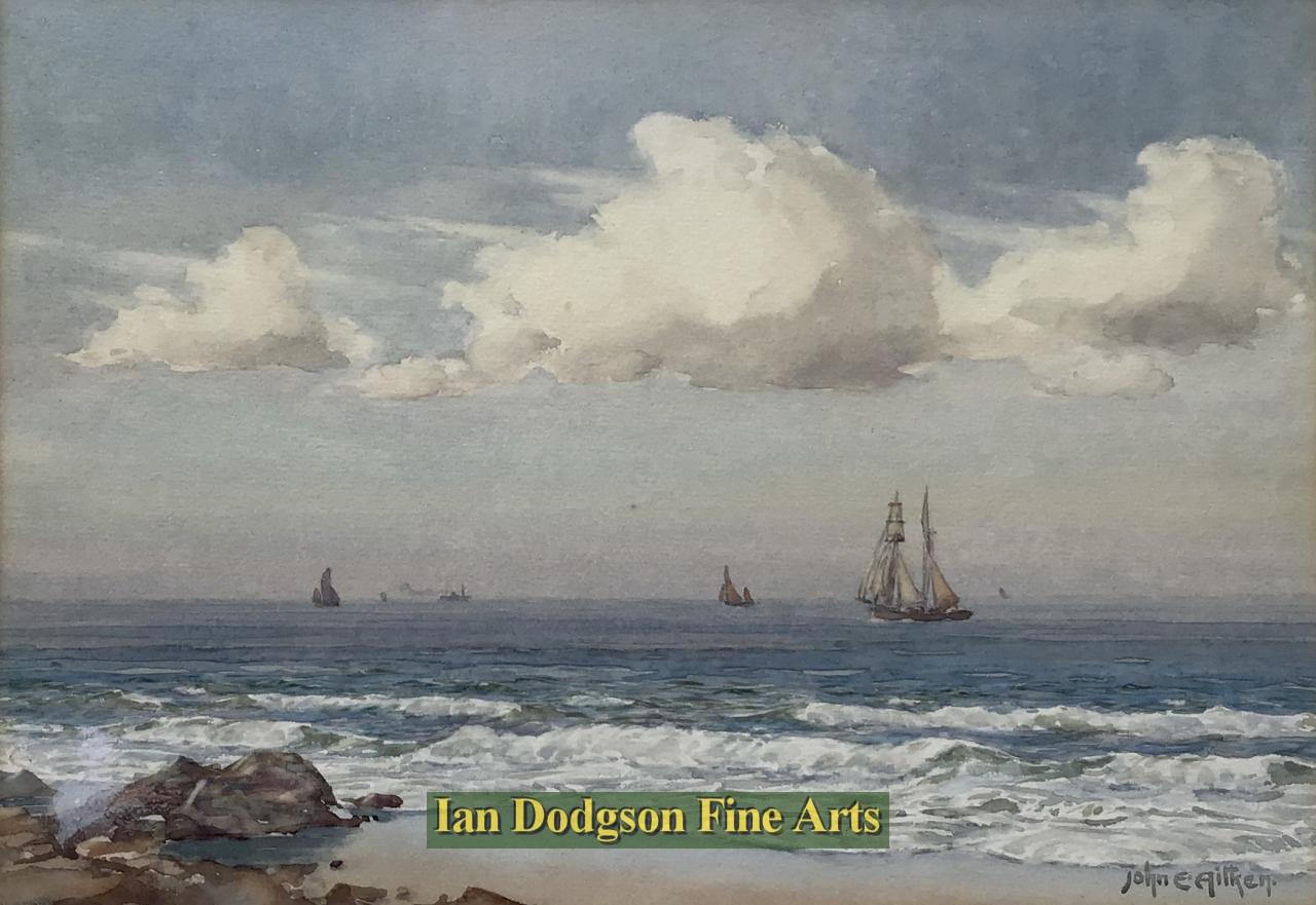 John E Aitken - A Summer Breeze Watercolour (c1945)