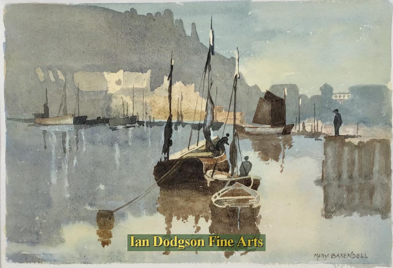 Mary Baxendell - Harbour scene Watercolour (c1950)