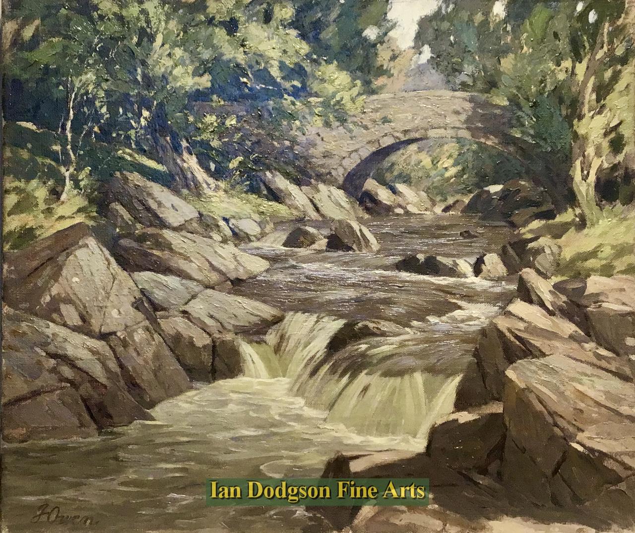 Joseph Owen - A Welsh Trout Stream, Pont Abercaseg, N Wales Oil on canvas (c1940)