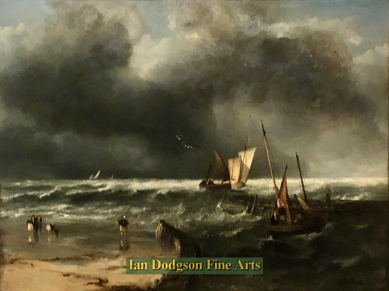 John Wilson snr - Piers off Boulogne Harbour Oil on panel (c1835)