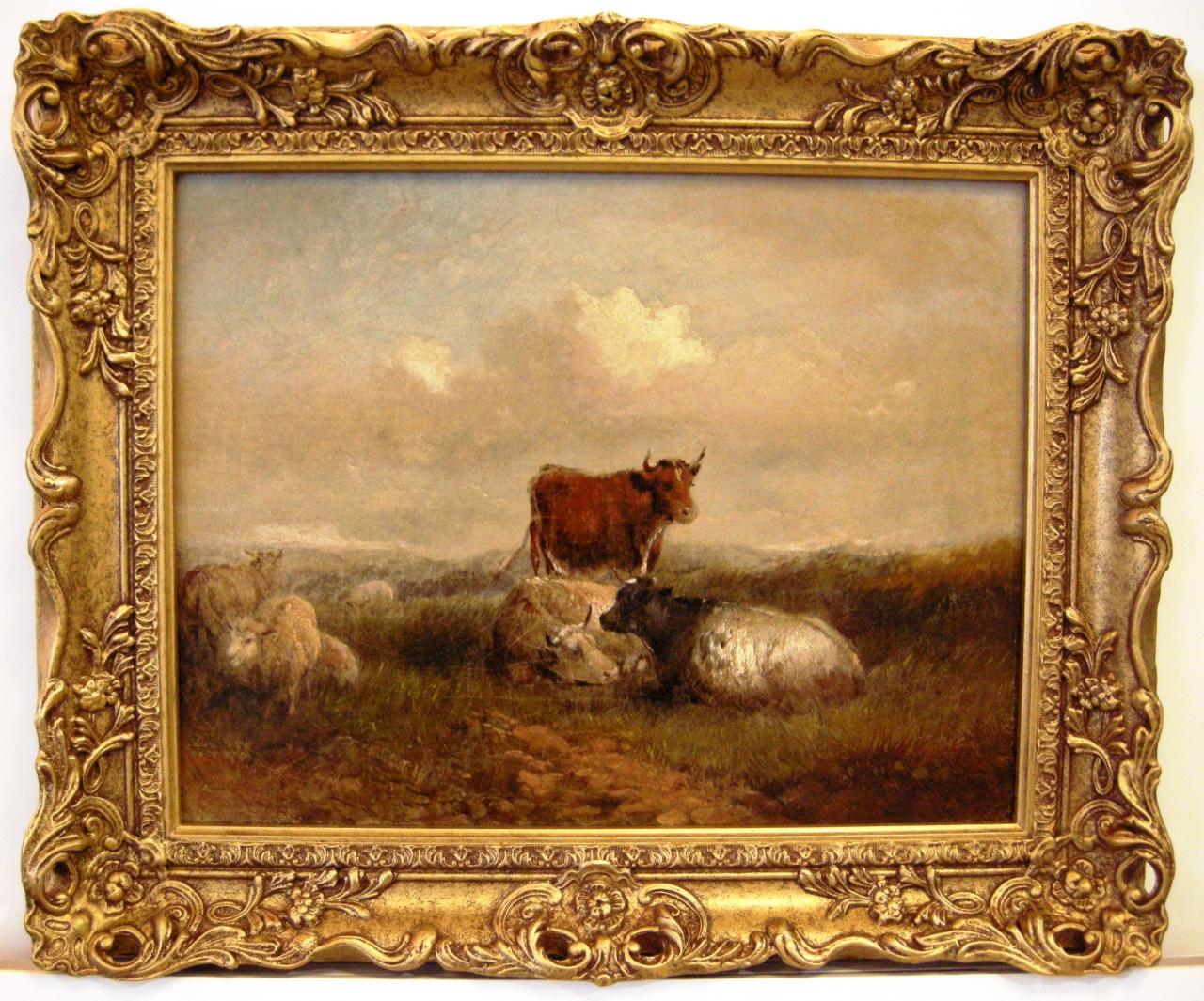 Cattle and Sheep resting by Claude Cardon 