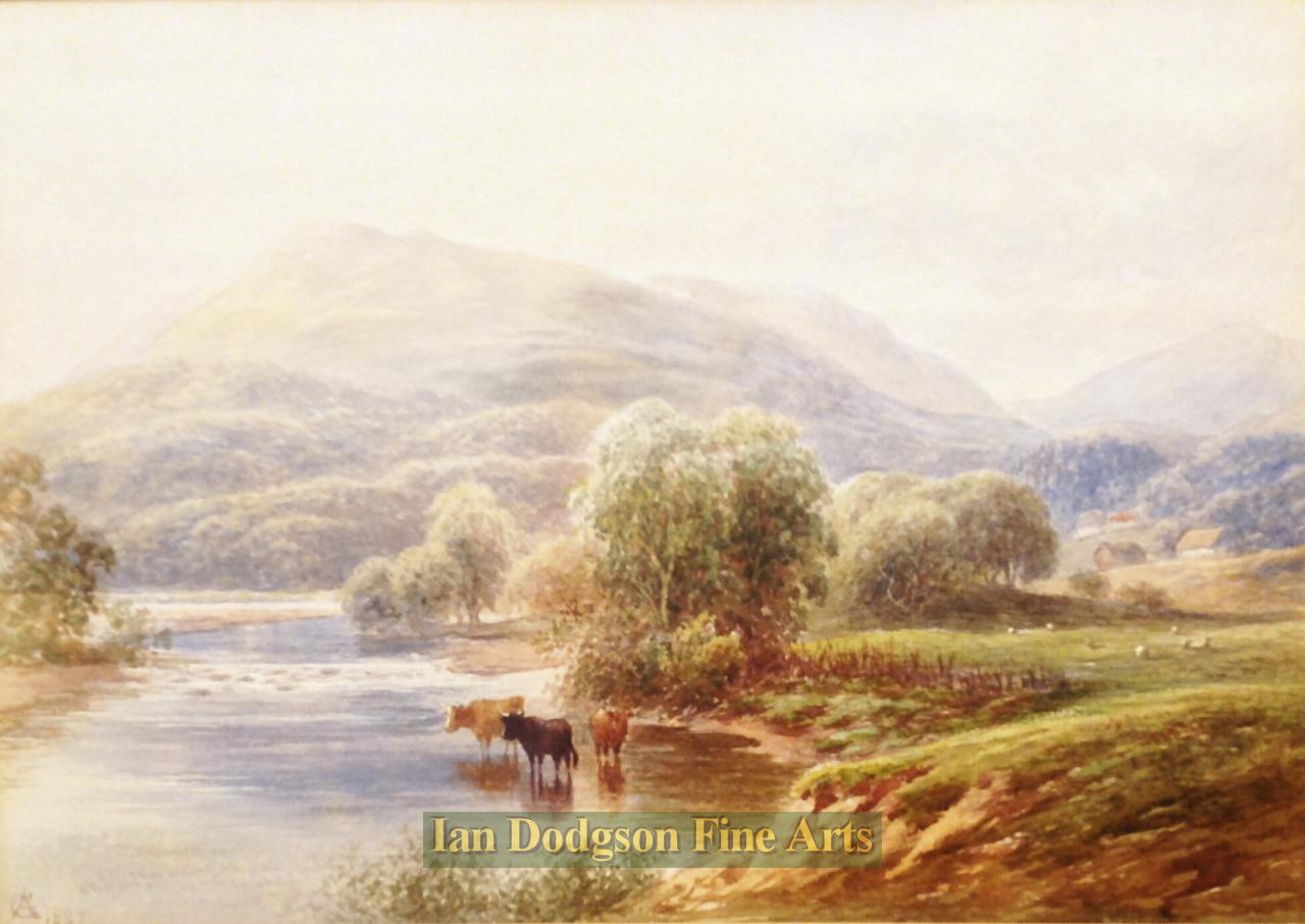 Cattle in the river, North Wales. by George Alexander 