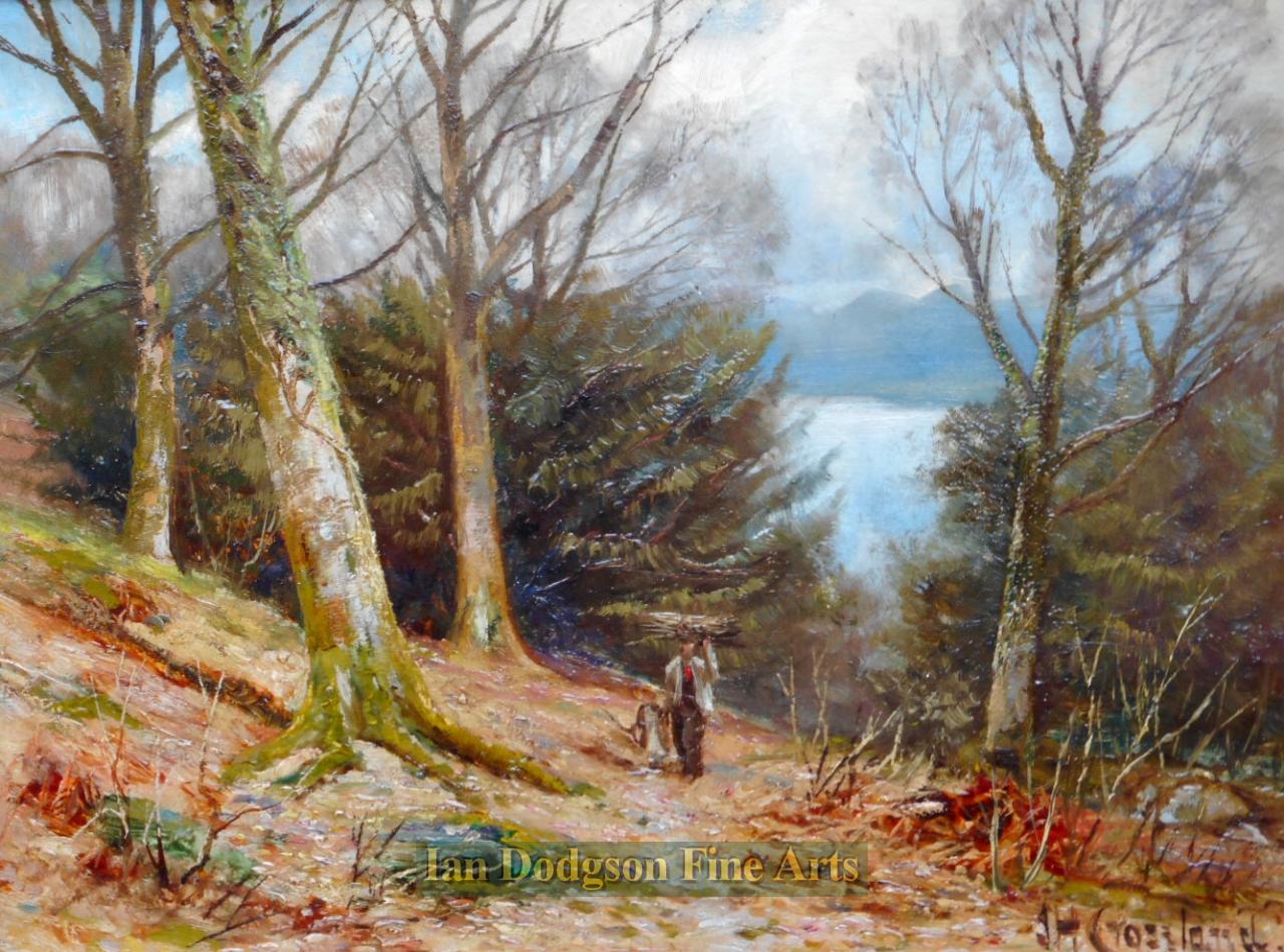 In the woods above the ferry, Windermere by James Henry Crossland R.A. R.C.A.
