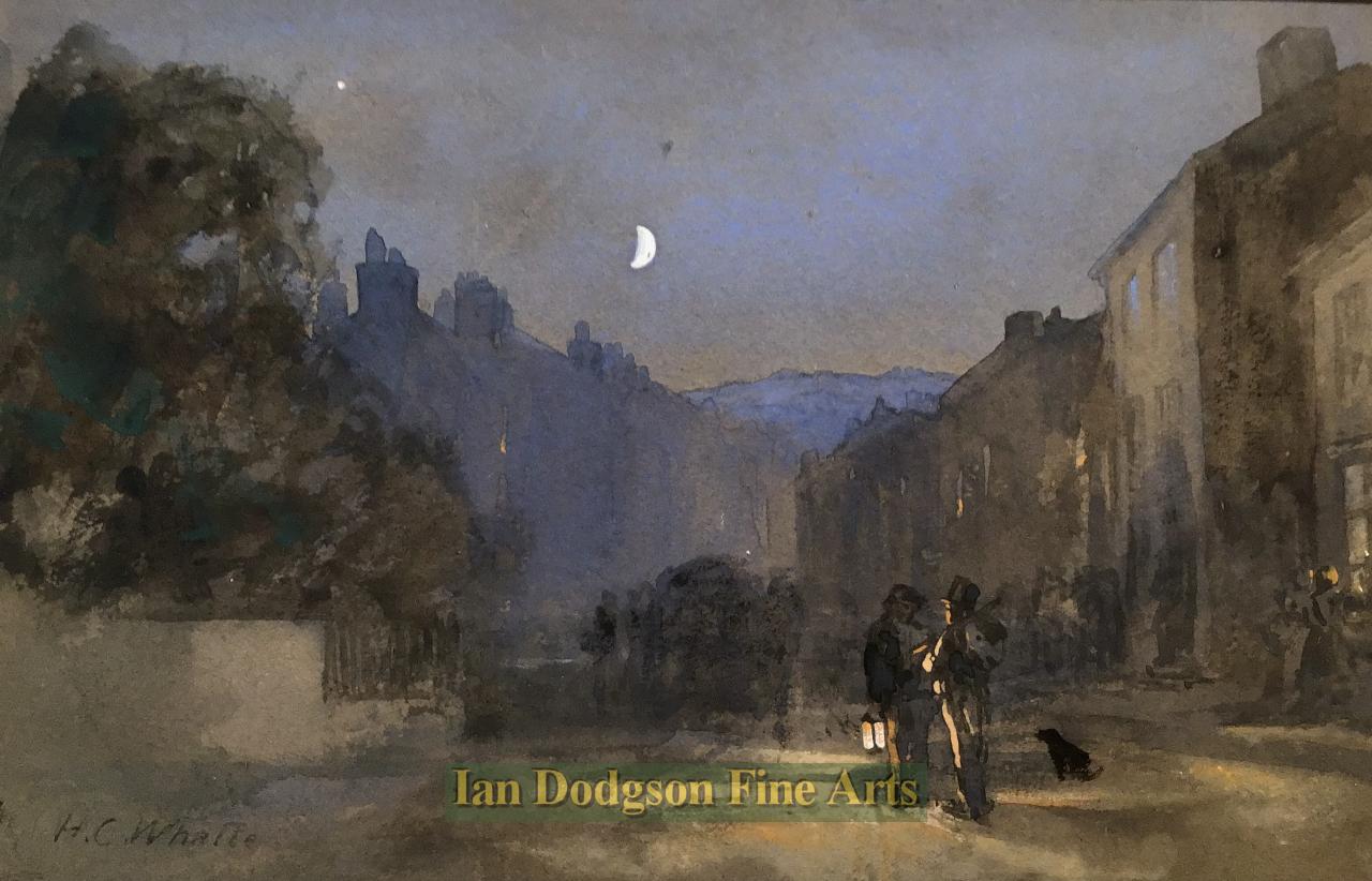 Nocturnal street scene by Henry Clarence Whaite