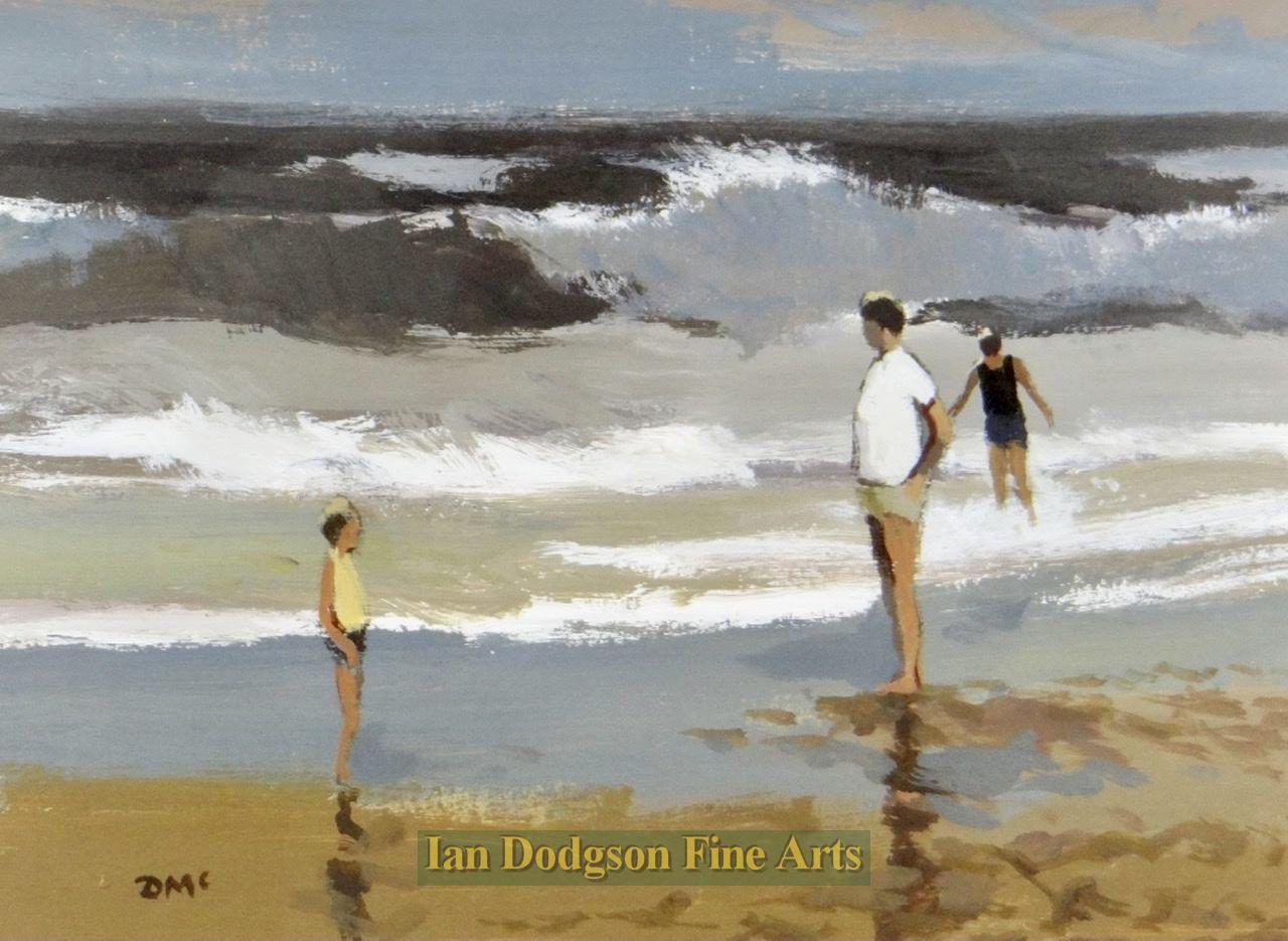 Three Figures in the Surf by Donald McIntyre RCA, RA