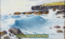 Rock cliff with crashing waves. Moelfre by Warren Williams
