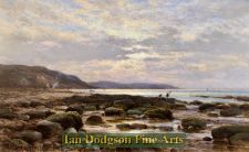'Alfred Augustus Glendening - Sunset on the shore, Near Bonchurch, Isle of Wight